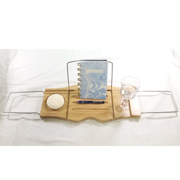 Bamboo Extendable Bathtub Caddy - Bath Tray *NEW* - Picture 4 of 11